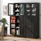 Costway 63.5" Tall Kitchen Pantry Storage Cabinet with Glass Door Storage Shelves Black/White